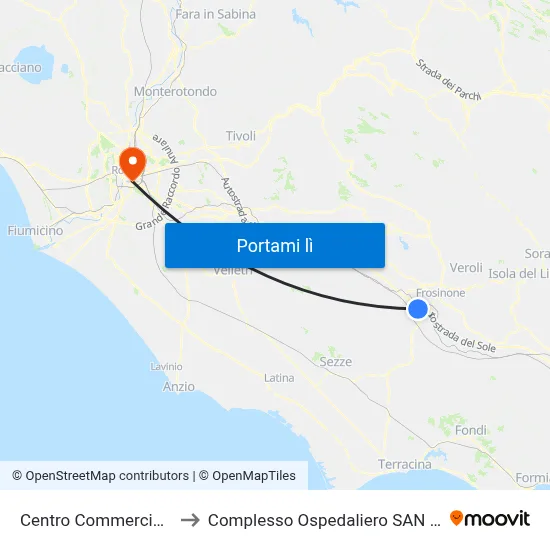 Centro Commerciale Le Sorgenti to Complesso Ospedaliero SAN Giovanni Addolorata map