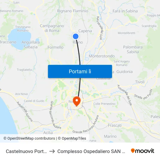 Castelnuovo Porto | Stazione to Complesso Ospedaliero SAN Giovanni Addolorata map