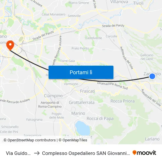 Via Guido Reni to Complesso Ospedaliero SAN Giovanni Addolorata map