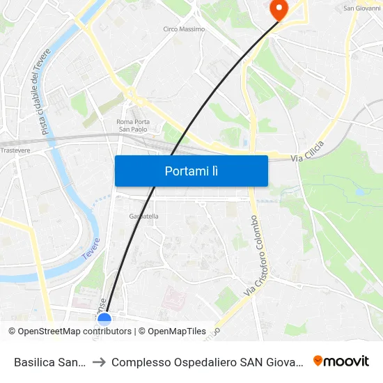 Basilica San Paolo to Complesso Ospedaliero SAN Giovanni Addolorata map