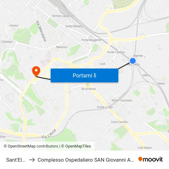 Sant'Elena to Complesso Ospedaliero SAN Giovanni Addolorata map