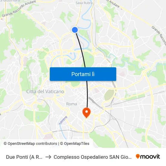 Due Ponti (A Richiesta) to Complesso Ospedaliero SAN Giovanni Addolorata map