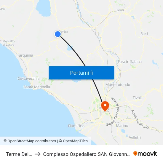 Terme Dei Papi to Complesso Ospedaliero SAN Giovanni Addolorata map