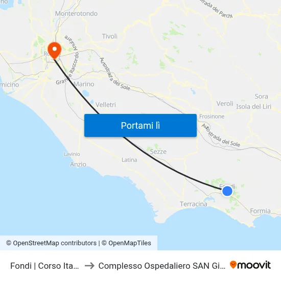 Fondi | Corso Italia Via Pico to Complesso Ospedaliero SAN Giovanni Addolorata map