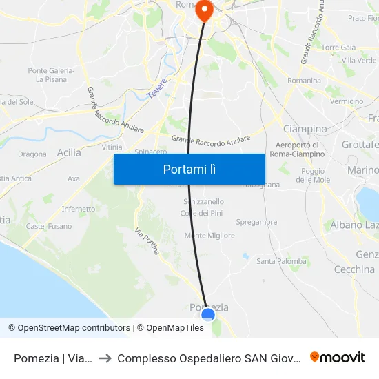 Pomezia | Via Virgilio to Complesso Ospedaliero SAN Giovanni Addolorata map