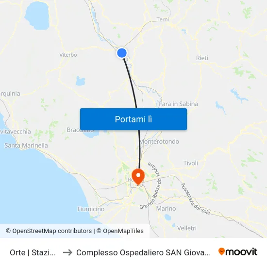 Orte | Stazione FS to Complesso Ospedaliero SAN Giovanni Addolorata map