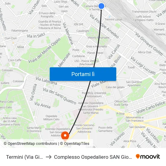 Termini (Via Giolitti, 48) to Complesso Ospedaliero SAN Giovanni Addolorata map