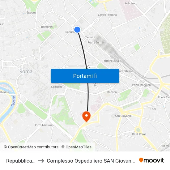 Repubblica (Ma) to Complesso Ospedaliero SAN Giovanni Addolorata map