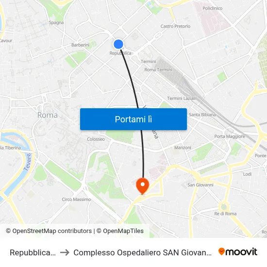 Repubblica (Ma) to Complesso Ospedaliero SAN Giovanni Addolorata map