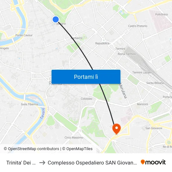 Trinita' Dei Monti to Complesso Ospedaliero SAN Giovanni Addolorata map