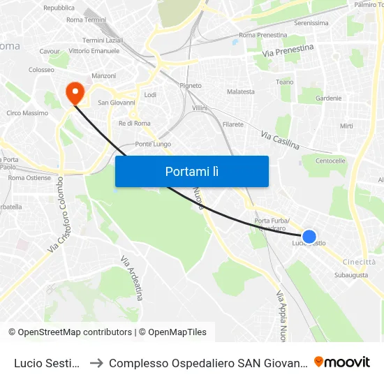 Lucio Sestio (Ma) to Complesso Ospedaliero SAN Giovanni Addolorata map