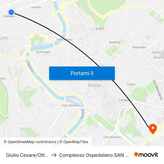 Giulio Cesare/Ottaviano (Ma) to Complesso Ospedaliero SAN Giovanni Addolorata map
