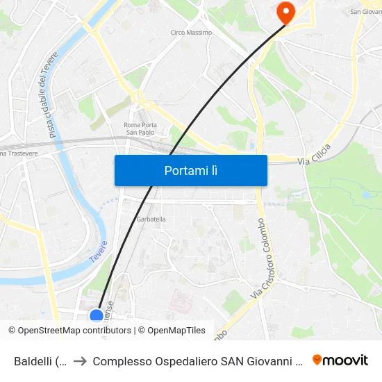 Baldelli (Mb) to Complesso Ospedaliero SAN Giovanni Addolorata map