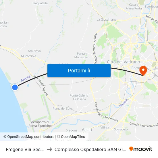 Fregene Via Sestri Levante to Complesso Ospedaliero SAN Giovanni Addolorata map