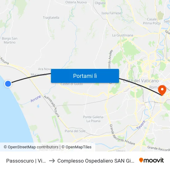 Passoscuro | Via Florinas to Complesso Ospedaliero SAN Giovanni Addolorata map