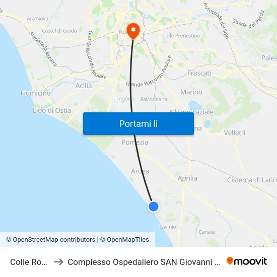 Colle Romito to Complesso Ospedaliero SAN Giovanni Addolorata map
