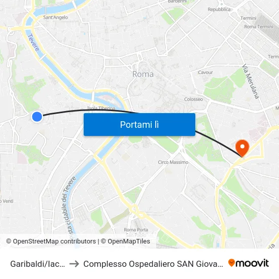 Garibaldi/Iacobucci to Complesso Ospedaliero SAN Giovanni Addolorata map