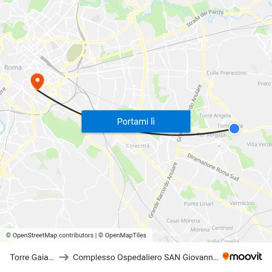 Torre Gaia (Mc) to Complesso Ospedaliero SAN Giovanni Addolorata map