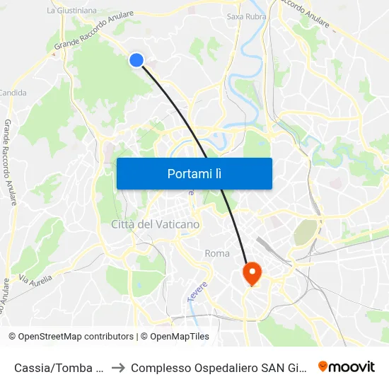 Cassia/Tomba Di Nerone to Complesso Ospedaliero SAN Giovanni Addolorata map
