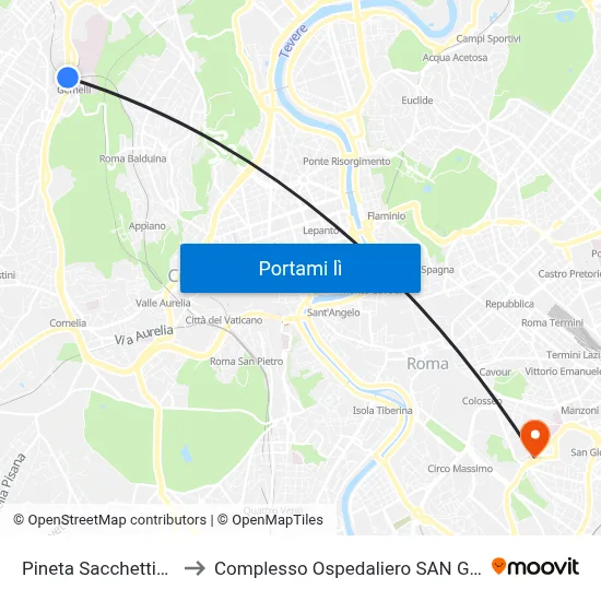 Pineta Sacchetti/Gemelli (H) to Complesso Ospedaliero SAN Giovanni Addolorata map