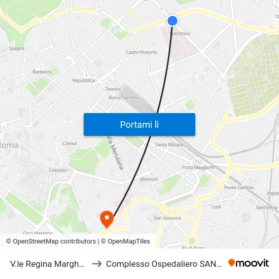 V.le Regina Margherita/Morgagni to Complesso Ospedaliero SAN Giovanni Addolorata map