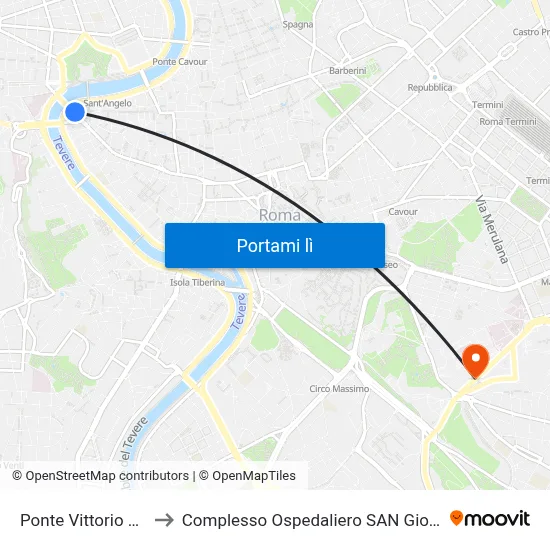 Ponte Vittorio Emanuele to Complesso Ospedaliero SAN Giovanni Addolorata map