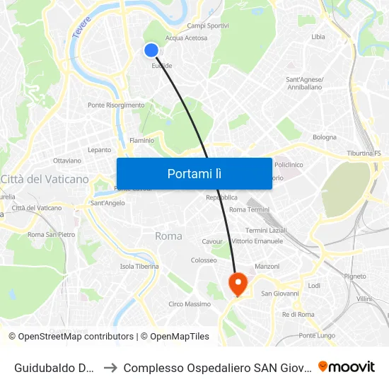 Guidubaldo Del Monte to Complesso Ospedaliero SAN Giovanni Addolorata map