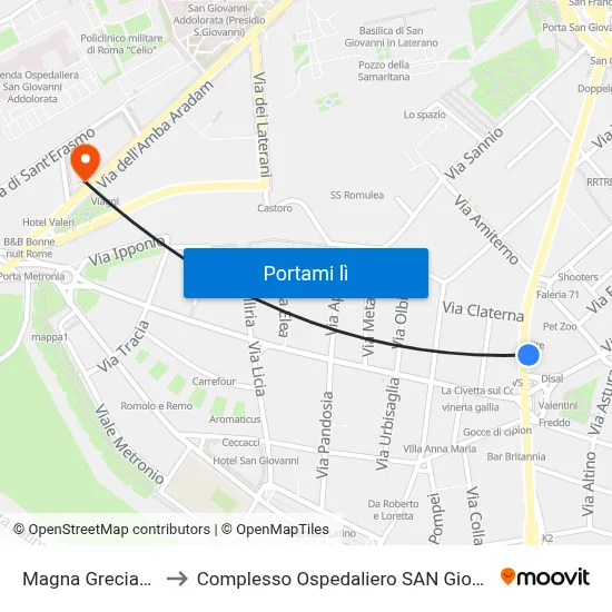 Magna Grecia/Tuscolo to Complesso Ospedaliero SAN Giovanni Addolorata map