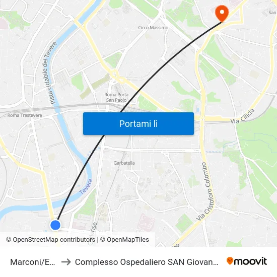 Marconi/Edison to Complesso Ospedaliero SAN Giovanni Addolorata map