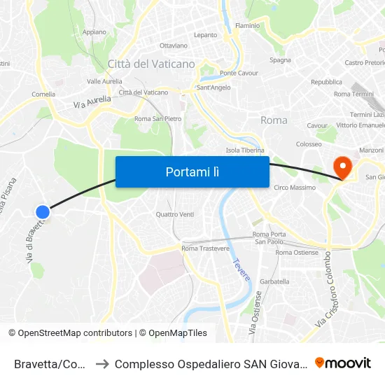 Bravetta/Consolata to Complesso Ospedaliero SAN Giovanni Addolorata map