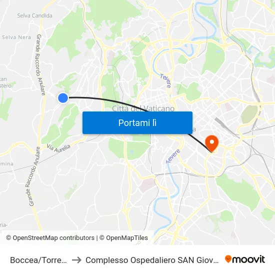 Boccea/Torrevecchia to Complesso Ospedaliero SAN Giovanni Addolorata map