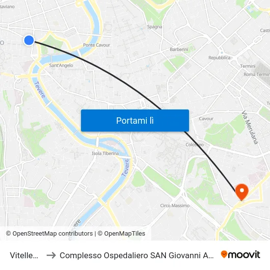 Vitelleschi to Complesso Ospedaliero SAN Giovanni Addolorata map