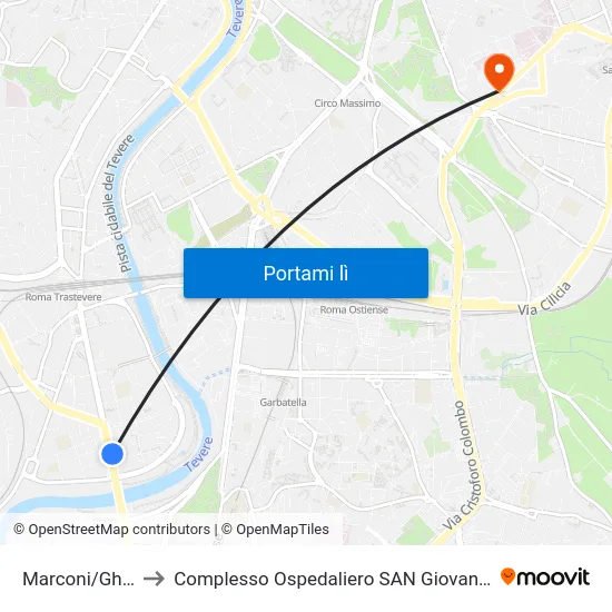 Marconi/Gherardi to Complesso Ospedaliero SAN Giovanni Addolorata map