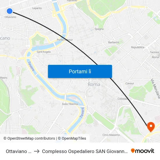 Ottaviano (Ma) to Complesso Ospedaliero SAN Giovanni Addolorata map