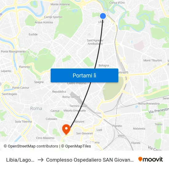 Libia/Lago Tana to Complesso Ospedaliero SAN Giovanni Addolorata map