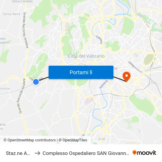 Staz.ne Aurelia to Complesso Ospedaliero SAN Giovanni Addolorata map