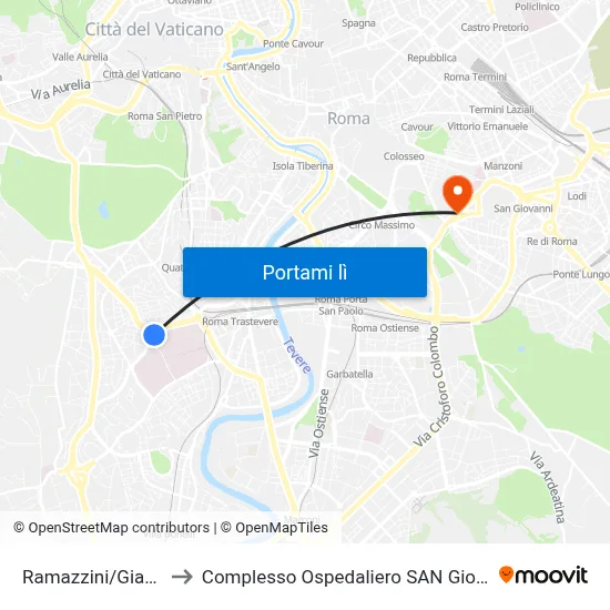 Ramazzini/Gianicolense to Complesso Ospedaliero SAN Giovanni Addolorata map