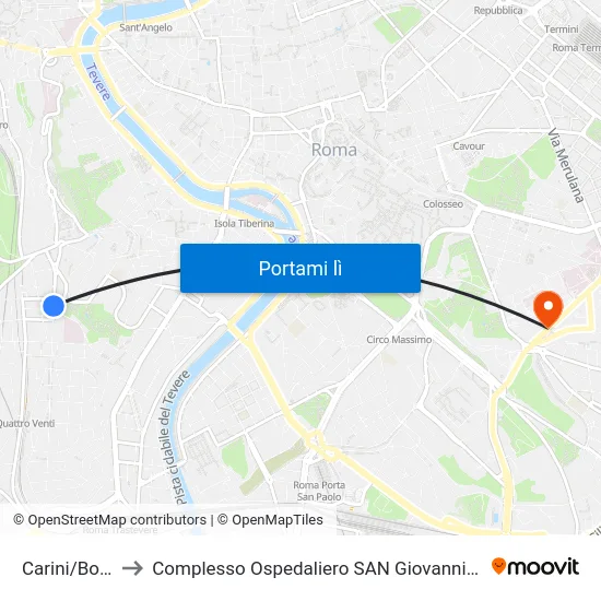 Carini/Bonnet to Complesso Ospedaliero SAN Giovanni Addolorata map