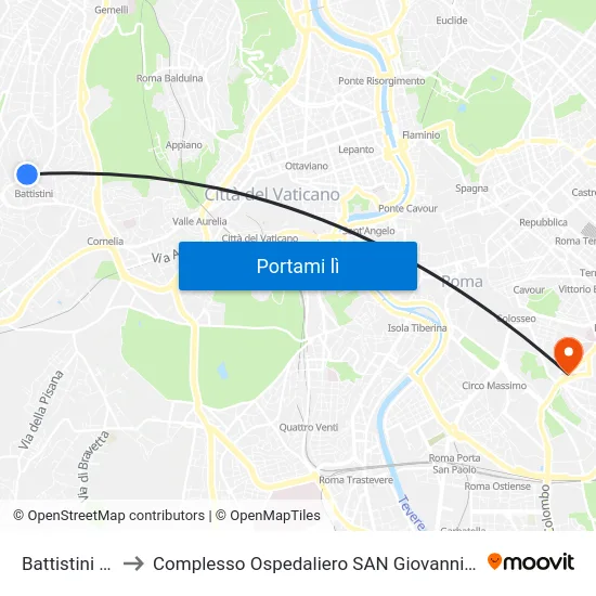 Battistini (Ma) to Complesso Ospedaliero SAN Giovanni Addolorata map