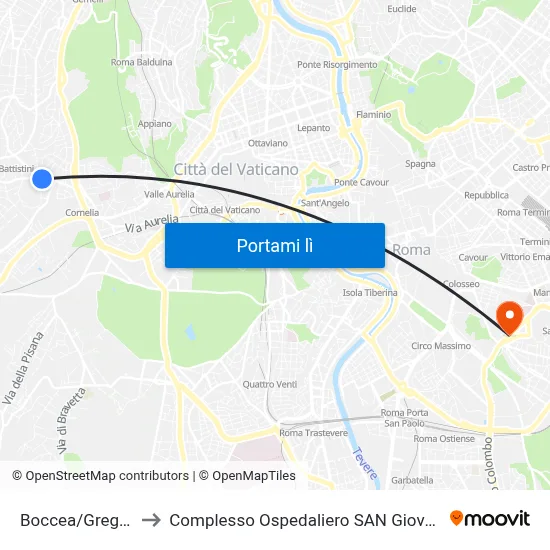 Boccea/Gregorio XIII to Complesso Ospedaliero SAN Giovanni Addolorata map