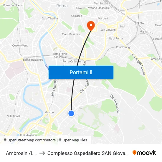 Ambrosini/Leonori to Complesso Ospedaliero SAN Giovanni Addolorata map