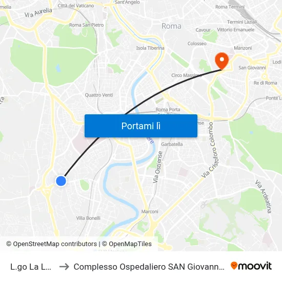 L.go La Loggia to Complesso Ospedaliero SAN Giovanni Addolorata map