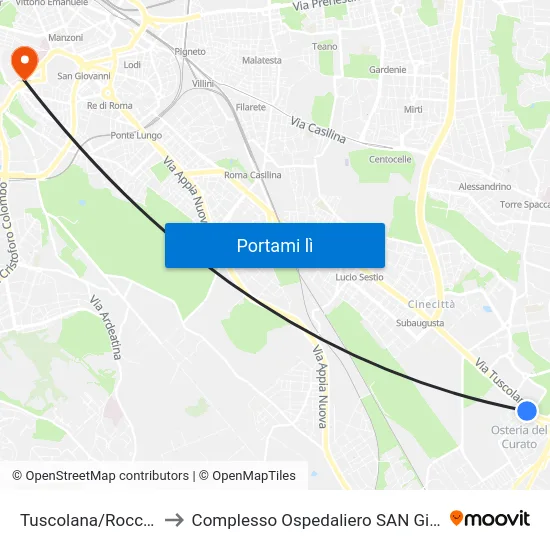 Tuscolana/Roccella Jonica to Complesso Ospedaliero SAN Giovanni Addolorata map