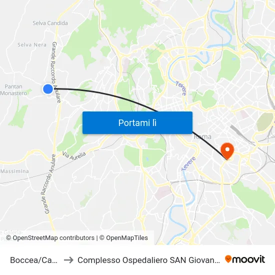 Boccea/Casalotti to Complesso Ospedaliero SAN Giovanni Addolorata map