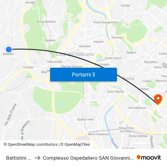 Battistini (Ma) to Complesso Ospedaliero SAN Giovanni Addolorata map