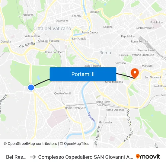 Bel Respiro to Complesso Ospedaliero SAN Giovanni Addolorata map