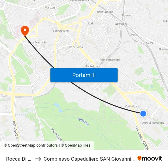 Rocca Di Papa to Complesso Ospedaliero SAN Giovanni Addolorata map