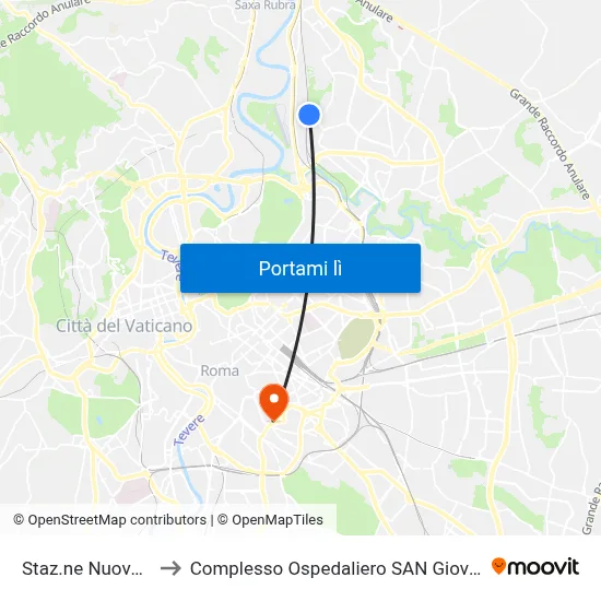 Staz.ne Nuovo Salario to Complesso Ospedaliero SAN Giovanni Addolorata map