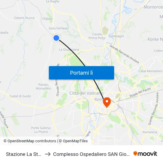 Stazione La Storta (Fl3) to Complesso Ospedaliero SAN Giovanni Addolorata map