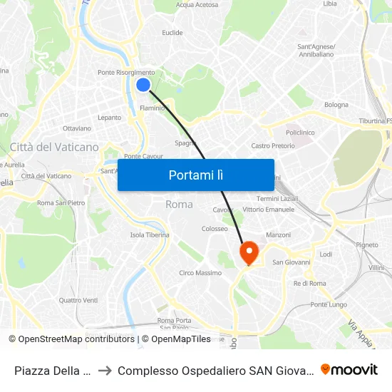 Piazza Della Marina to Complesso Ospedaliero SAN Giovanni Addolorata map